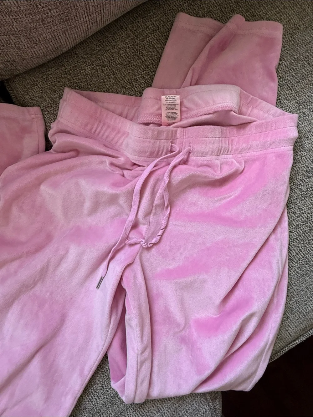 Juicy Couture Pink Velour Pajama Bottoms with Rhinestone Juicy Logo